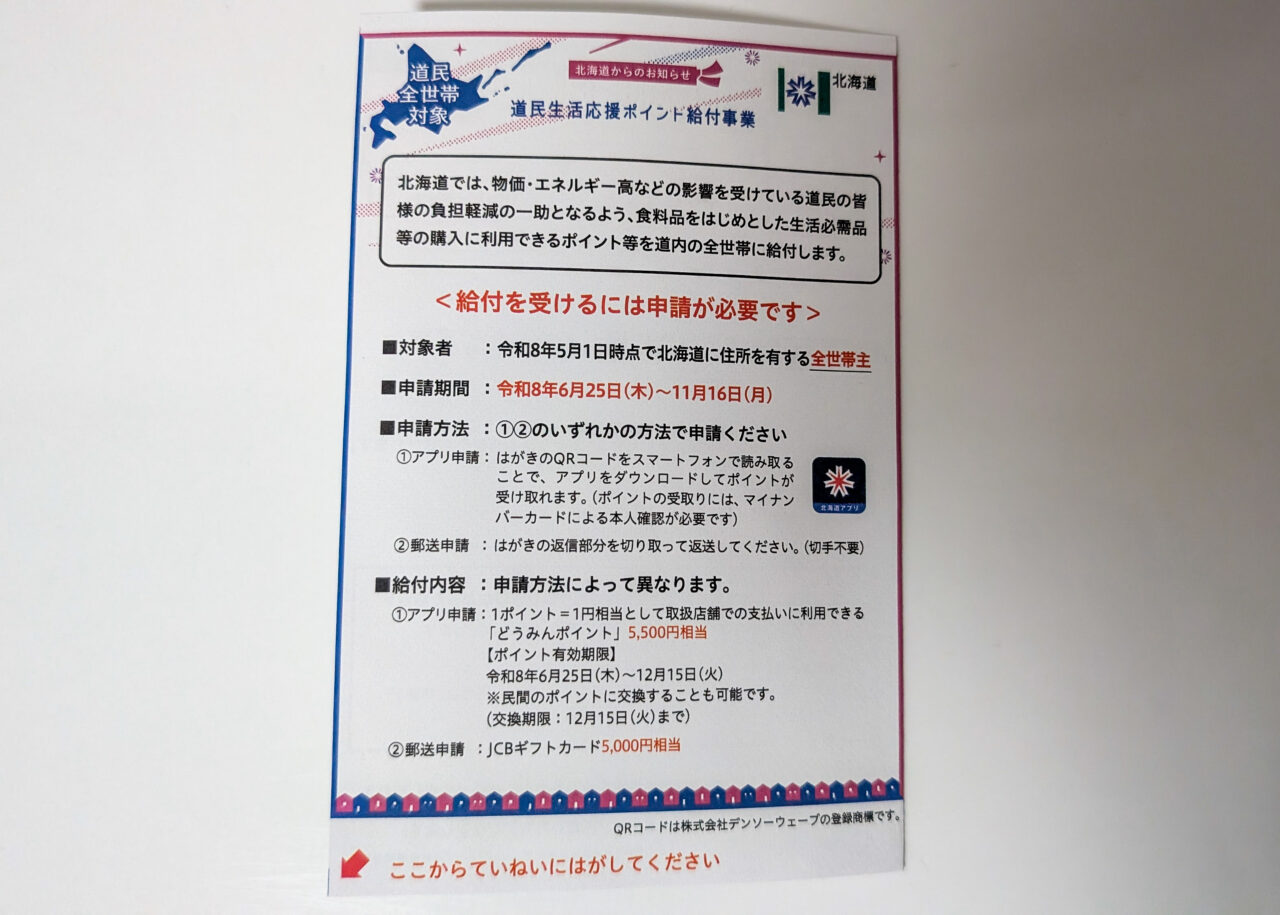 どうみんポイント　はがき